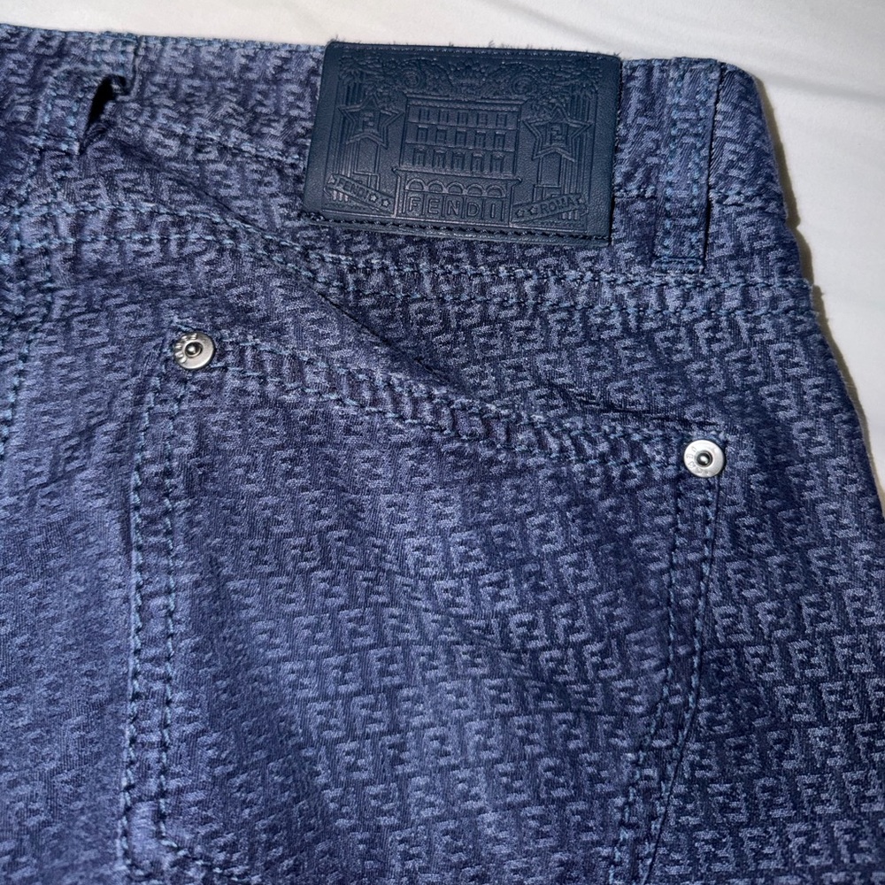 FENDI Long Jeans Blue jeans with topstitching logo print - Picture 5 of 6